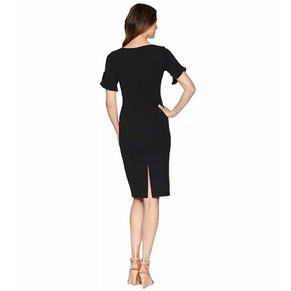 Donna Morgan Black Flutter Sleeve Sheath Dress B6/19 - Picture 3 of 16